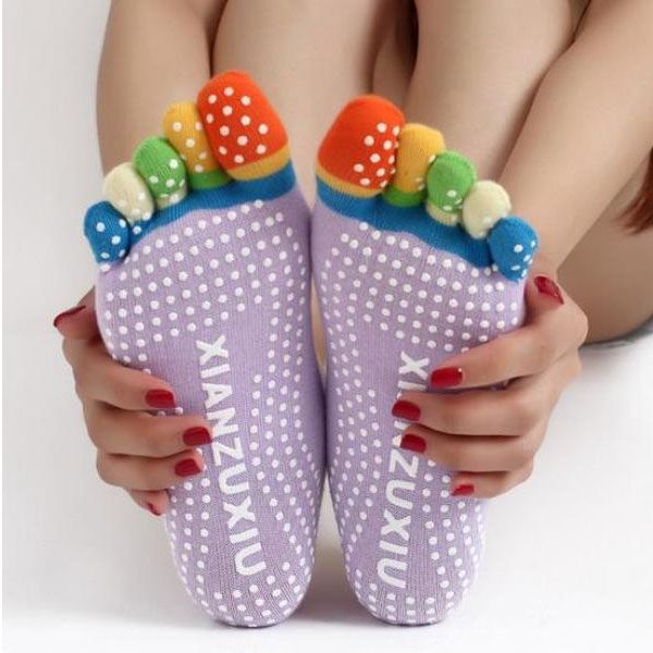 Antislip colorido Esportes Yoga Meias Fitness Algodão Massagem Meias Mulheres Pilates Meias